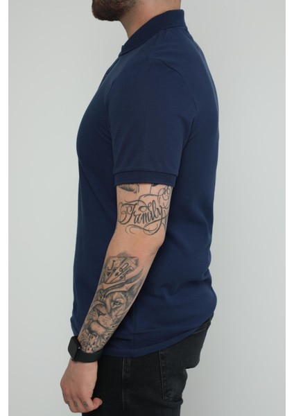 Hscstore Erkek Polo Yakalı Indigo T-Shirt- 8420