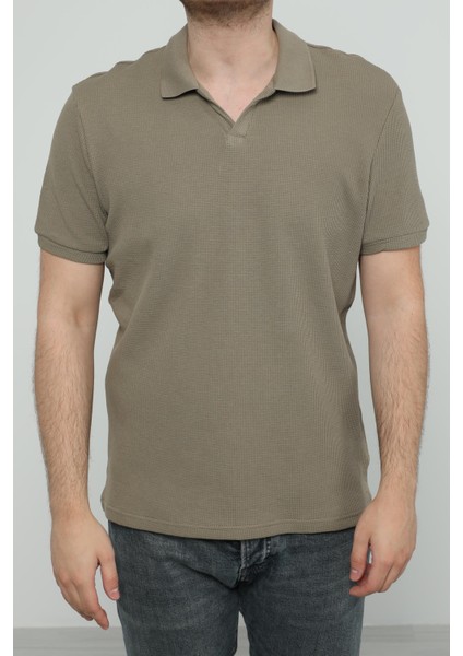 Hscstore Erkek Polo Yakalı Vizon Yeşili Tişört - 8425