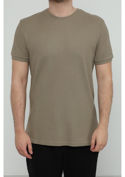Hscstore Erkek Bisiklet Yakalı Vizon Yeşili Tişört- 8405