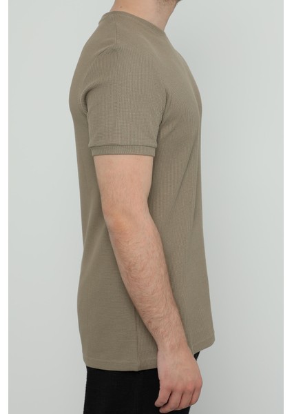 Hscstore Erkek Bisiklet Yakalı Vizon Yeşili Tişört- 8405