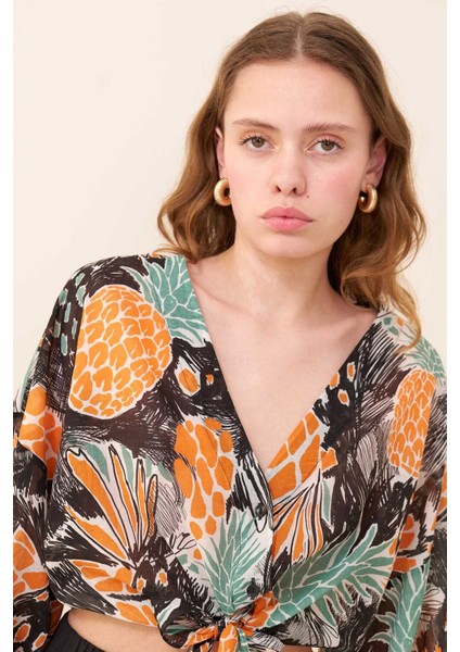 Beli Bağlamalı Balon Kollu Gömlek Standart Renk Y2413511_089 indirimleri