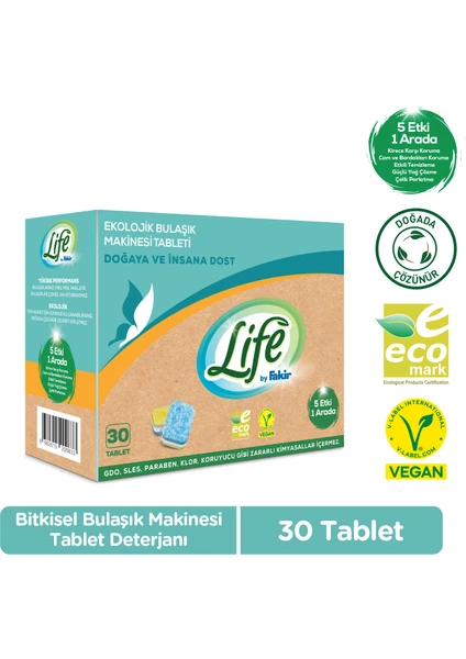 Life by Fakir Bitkisel Vegan Bulaşık Makinesi Tablet Deterjanı 30'lu