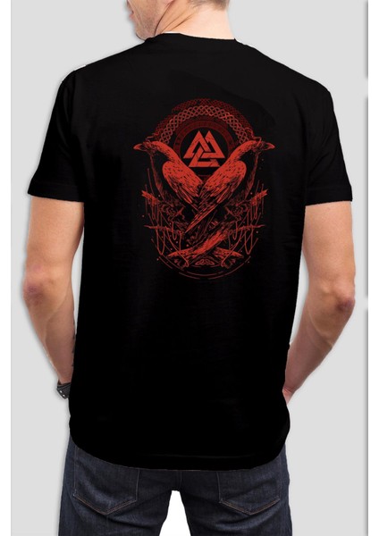 Karga Baskılı Siyah Unisex T-Shirt C481