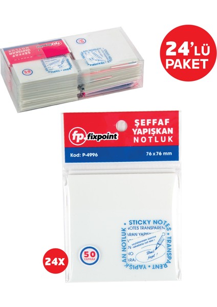 Pet Yapışk.kağıt Şeffaf P 4996 24'lü Paket