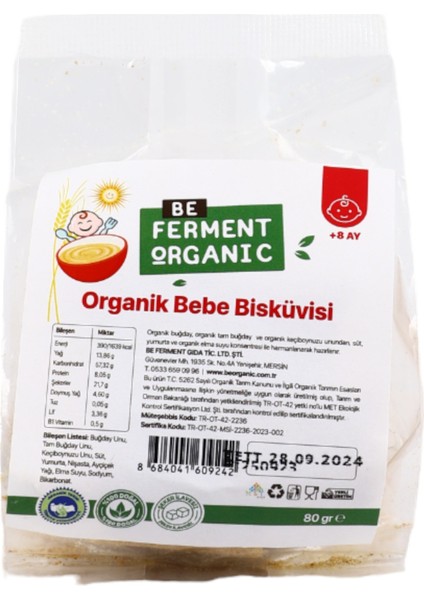 Organik Bebe Bisküvisi 80 gr 3'lü Paket