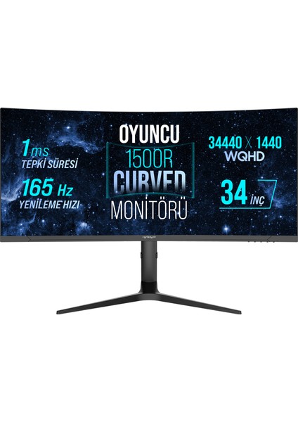 WRP34-165-B 34" 165HZ 1ms Rgb Curved (Hdmı + Display Port) Freesync + G-Sync (3440*1440) Wqhd Oyuncu Monitörü