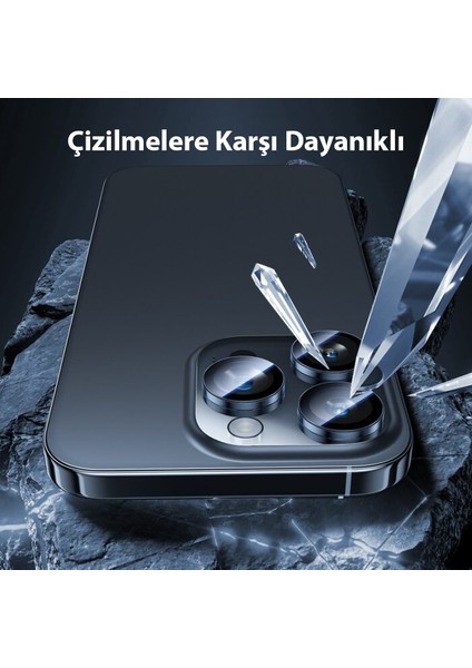 Crystal Clear Apple iPhone 15 Pro-15 Pro Max Hd 3D Metal Çerçeveli Kamera Koruyucu Lens fırsatları