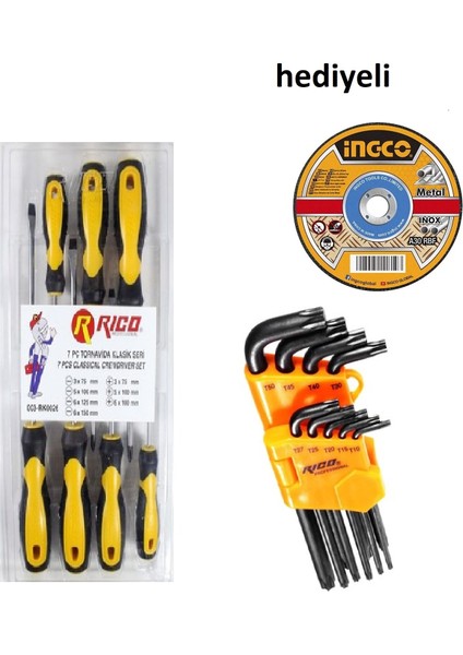 Rico Torx L Allen Takımı Tornavida Takımı Seti Düz Yıldız