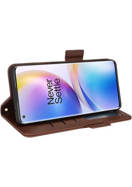 Oneplus 8 Için Kılıf Pro Manyetik Pu Deri Yan Toka Cüzdan Kart Yuvaları (Yurt Dışından)