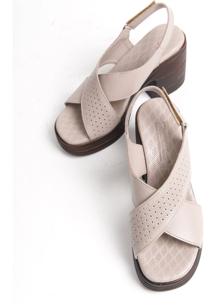 Deri Silver 10 cm Platform Çapraz Kadın Sandalet TMD20241002 fiyatları
