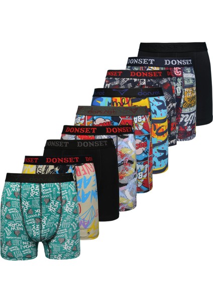 Erkek Desenli Boxer - 9'lu Özel Paket