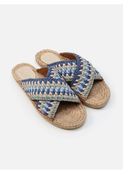 Kinsee Mavi-Yeşil Kadın Espadril Terlik modelleri