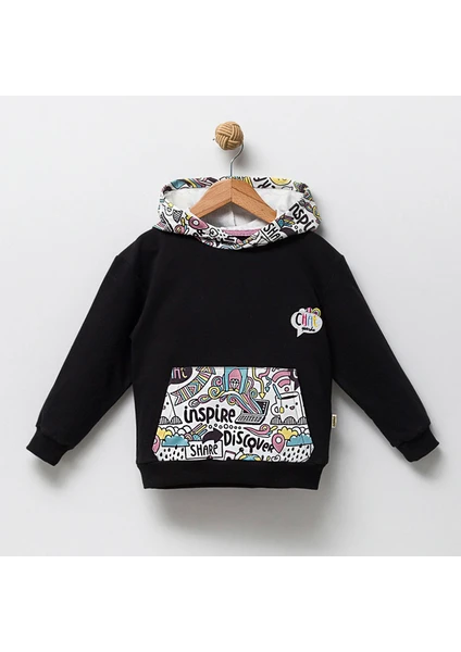 Overdo 1-4 Yaş Kapüşonlu 2ip Baskılı Çocuk Sweatshirt