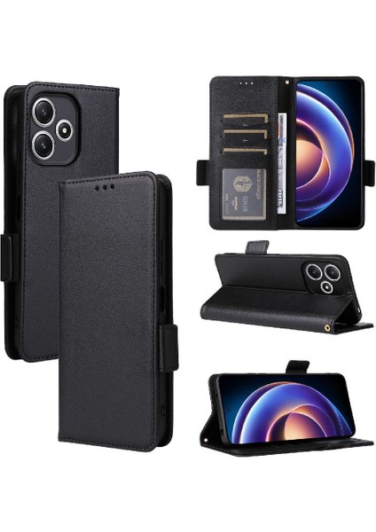 Xiaomi Poco M6 Pro 5g Için Kılıf Kart Yuvaları Tutucu Manyetik Cüzdan Pu Yan (Yurt Dışından)