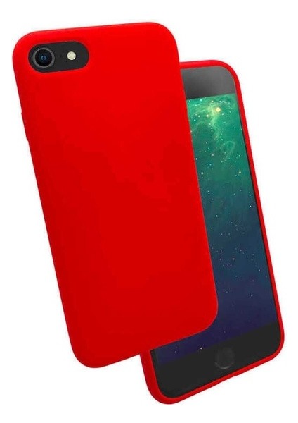 Apple iPhone 8 Uyumlu Kılıf Silk Silikon, Kırmızı