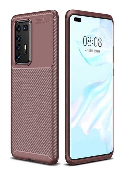 Huawei P40 Pro Uyumlu Kılıf Negro Silikon Kapak, Kahverengi