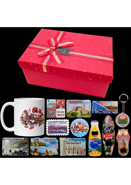 Türkiye Hediye Kutusu 10 Parça Kupa Magnet Anahtarlık Kutu fiyatları