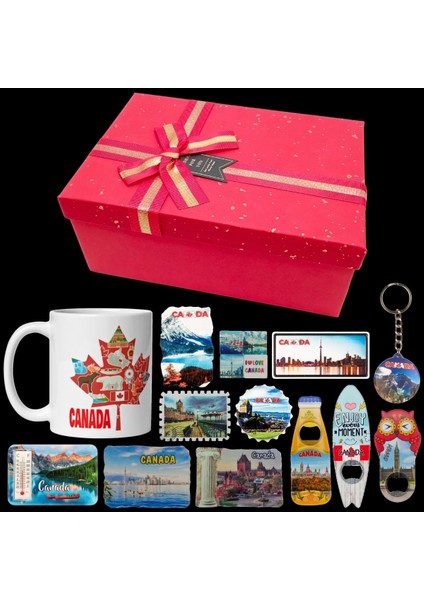 Kanada Hediye Kutusu 10 Parça Kupa Magnet Anahtarlık Kutu fiyatları