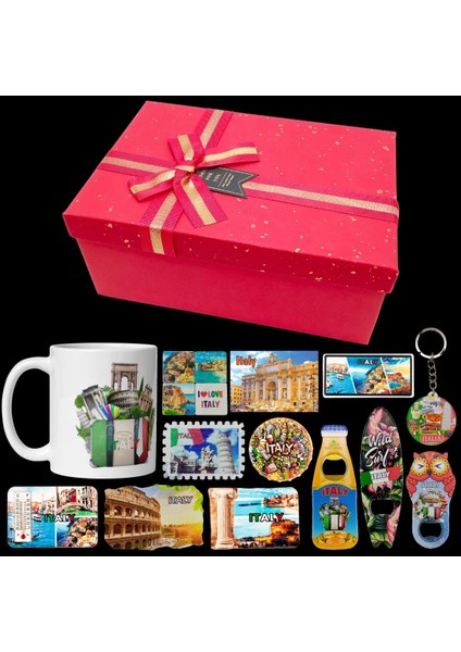 Italya Hediye Kutusu 10 Parça Kupa Magnet Anahtarlık Kutu fiyatları