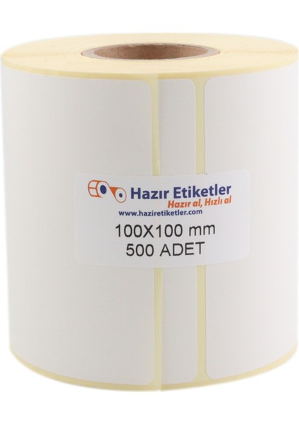 Kuşe Rulo Etiket 100MM x 100MM 500 Adet
