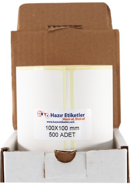 Kuşe Rulo Etiket 100MM x 100MM 500 Adet