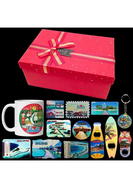 Maldivler Hediye Kutusu 10 Parça Kupa Magnet Anahtarlık Kutu fiyatları