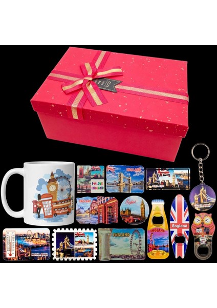 Ingiltere Hediye Kutusu 10 Parça Kupa Magnet Anahtarlık Kutu fiyatları
