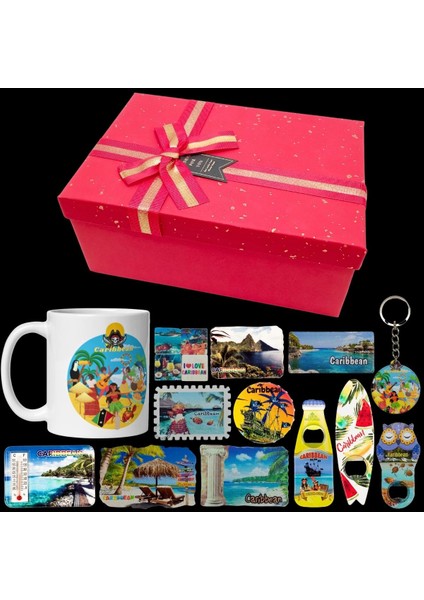 Karayipler Hediye Kutusu 10 Parça Kupa Magnet Anahtarlık Kutu fiyatları