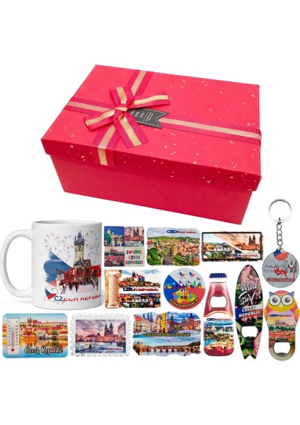 Çek Cumhuriyeti Hediye Kutusu 10 Parça Kupa Magnet Anahtarlık Kutu
