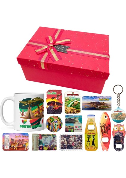 Afrika Hediye Kutusu 10 Parça Kupa Magnet Anahtarlık Kutu