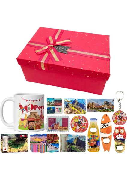Peru Hediye Kutusu 10 Parça Kupa Magnet Anahtarlık Kutu