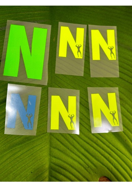 5x4 cm 6 Adet Ütü Ile Yapışan Neon Yeşil N Harfi Transfer Baskı Arma