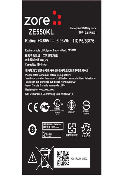 Asus Zenfone 2 Laser ZE550KL Quality Batarya