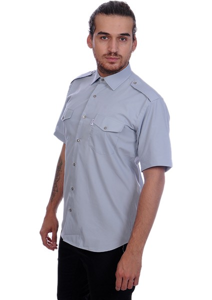 Güvenlik Gömlek Klasik Yaka Kısa Kol Gri fiyatları