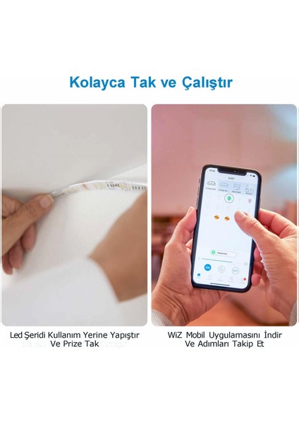 Wiz-Wi-Fi Renkli Ambiyans Akıllı 2mt. LED Şerit Başlangıç Seti - 10MT.YE Kadar Uzatılabilir