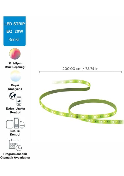 Wiz-Wi-Fi Renkli Ambiyans Akıllı 2mt. LED Şerit Başlangıç Seti - 10MT.YE Kadar Uzatılabilir
