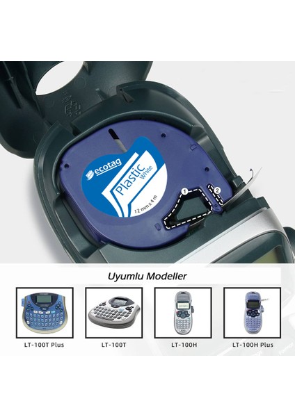 Dymo Letratag Muadili Şerit Etiket Plastik Yeşil 12 mm x 4 mt modelleri