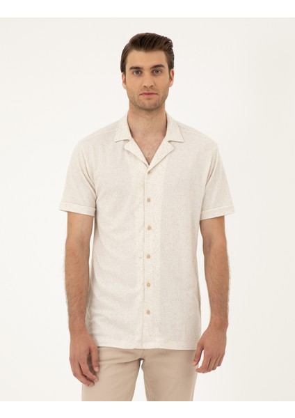Erkek Bej Slim Fit Örme Gömlek 50288946-VR011
