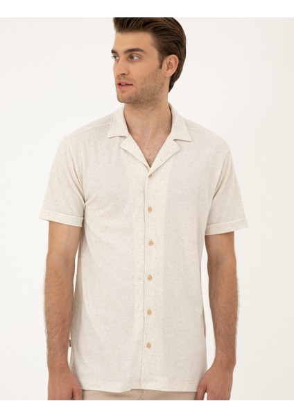 Erkek Bej Slim Fit Örme Gömlek 50288946-VR011