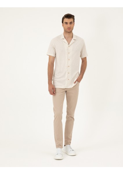 Erkek Bej Slim Fit Örme Gömlek 50288946-VR011
