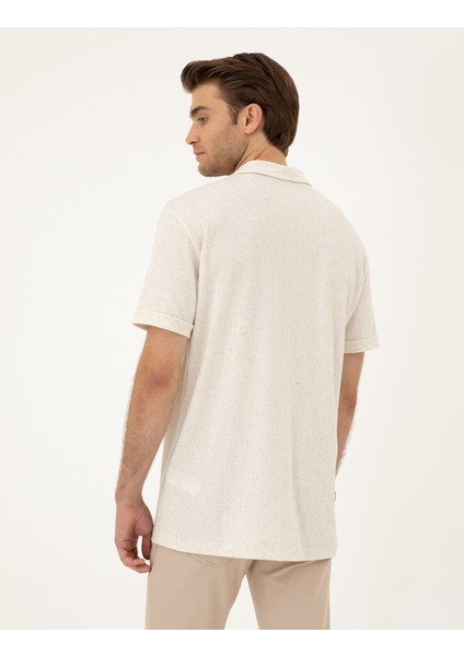 Erkek Bej Slim Fit Örme Gömlek 50288946-VR011