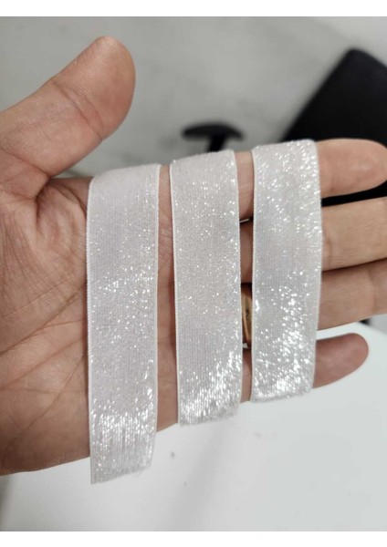 2 cm Beyaz Sımlı Kadıfe 5 Metre Sımlı Serıt