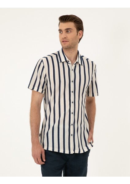 Erkek Bej Slim Fit Örme Gömlek 50289021-VR011