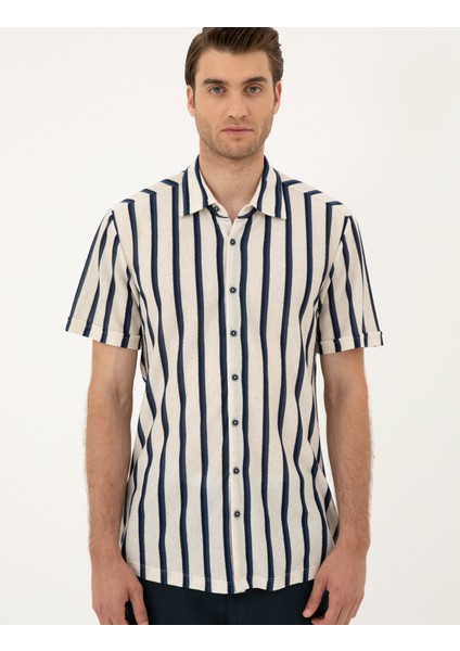 Erkek Bej Slim Fit Örme Gömlek 50289021-VR011