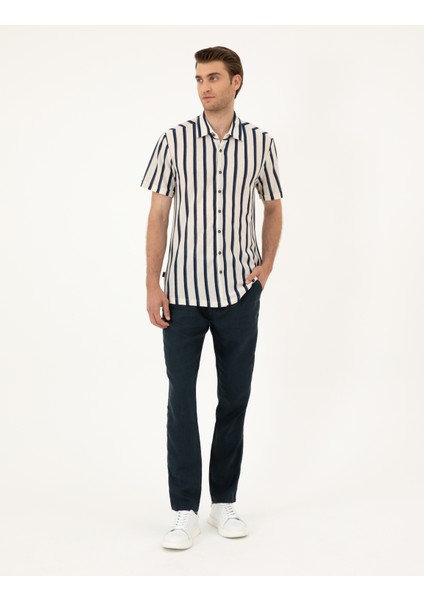 Erkek Bej Slim Fit Örme Gömlek 50289021-VR011