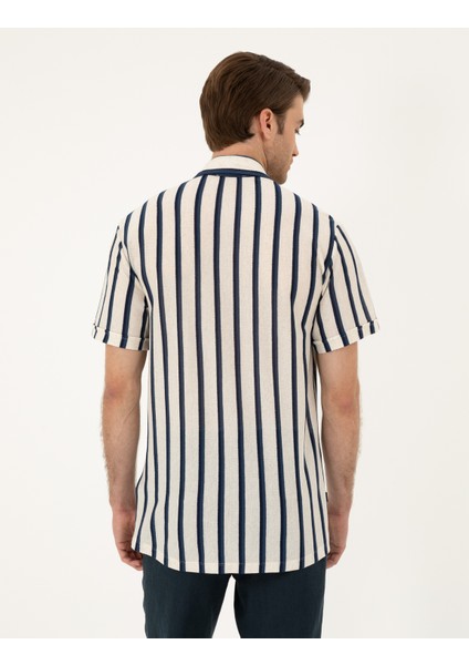 Erkek Bej Slim Fit Örme Gömlek 50289021-VR011