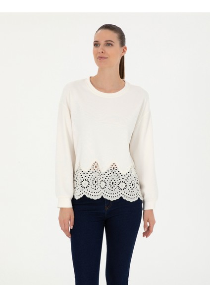 Kadın Ekru Comfort Fit Sweatshirt 50283335-VR019