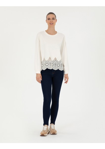 Kadın Ekru Comfort Fit Sweatshirt 50283335-VR019