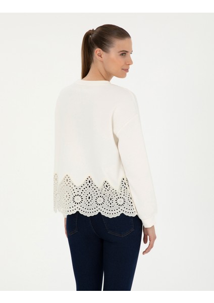 Kadın Ekru Comfort Fit Sweatshirt 50283335-VR019