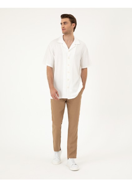 Erkek Beyaz Regular Fit Örme Gömlek 50286124-VR013